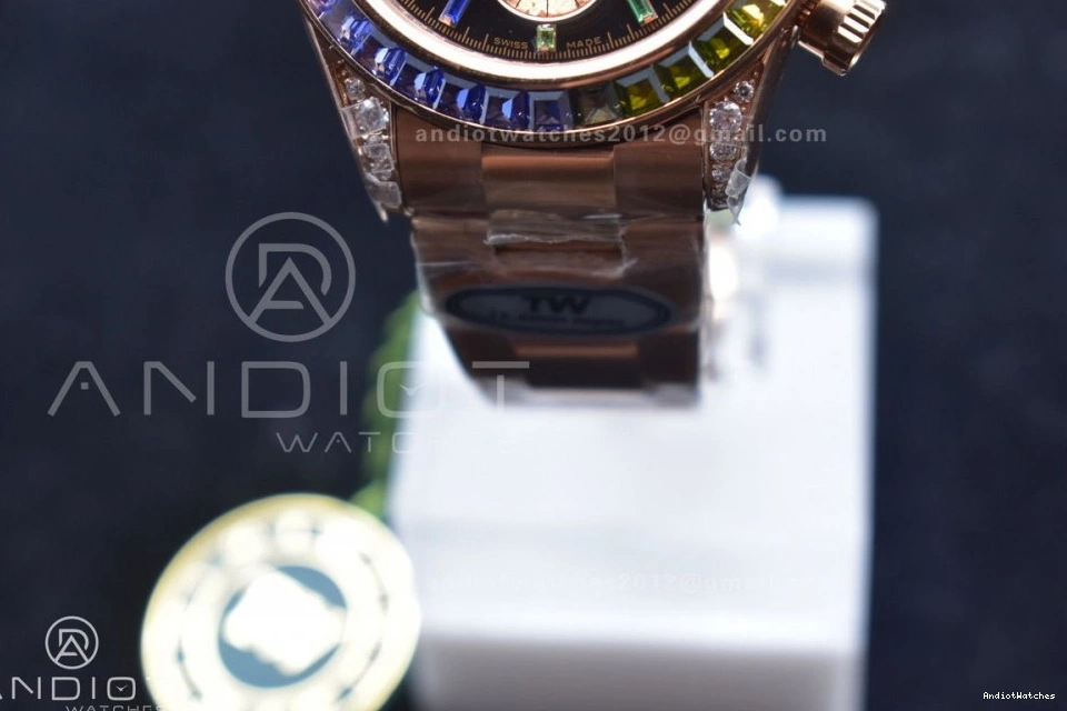 428 Best Crystal RG A Daytona Edition TWF on Black YG Bracelet Rainbow 116595RBOW Classic Dial 0419